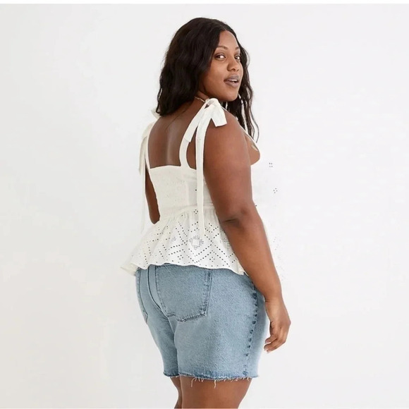 NWT Madewell Rosalie Tie Strap Eyelet Smocked Top in Ivory Sz 3X - Picture 14 of 14